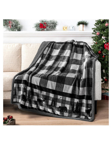 Manta de Sherpa Pavilia 127x152 cm Gris Navidad Suave