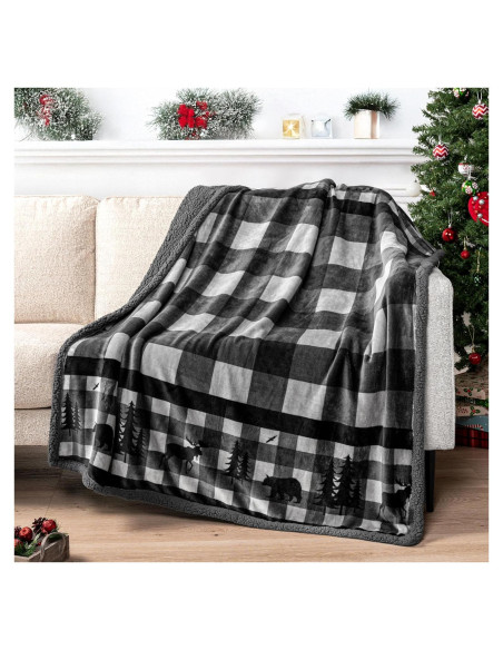 Manta de Sherpa Pavilia 127x152 cm Gris Navidad Suave