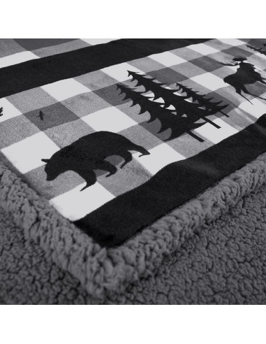 Manta de Sherpa Pavilia 127x152 cm Gris Navidad Suave