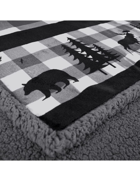 Manta de Sherpa Pavilia 127x152 cm Gris Navidad Suave