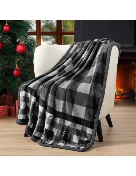 Manta de Sherpa Pavilia 127x152 cm Gris Navidad Suave