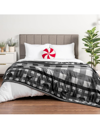 Manta de Sherpa Pavilia 127x152 cm Gris Navidad Suave