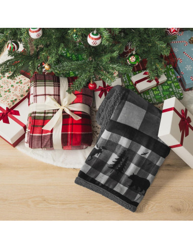 Manta de Sherpa Pavilia 127x152 cm Gris Navidad Suave
