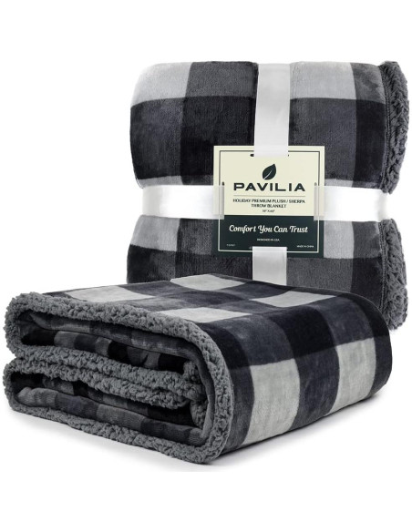 Manta de Sherpa Pavilia 127x152 cm Gris Navidad Suave