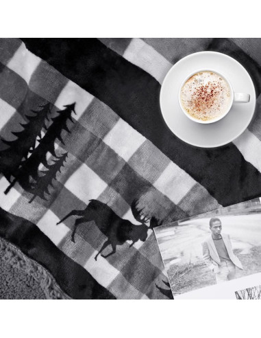 Manta de Sherpa Pavilia 127x152 cm Gris Navidad Suave