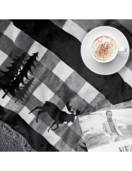 Manta de Sherpa Pavilia 127x152 cm Gris Navidad Suave