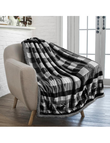 Manta de Sherpa Pavilia 127x152 cm Gris Navidad Suave