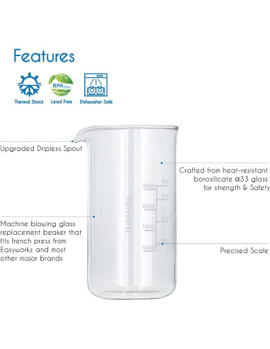 Vaso de Reemplazo Easyworkz para Cafetera Francesa 350ml