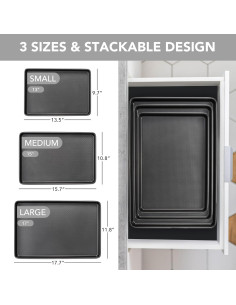 Juego de 3 bandejas para hornear Tiawudi, acero al carbono, antiadherente 2