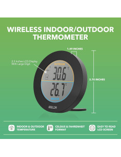 Termómetro Inalámbrico BALDR para Interior y Exterior - LCD 2.5" 2