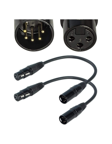 Cable adaptador XLR 3 pines hembra a 5 pines macho SiYear 30 cm - 2 piezas
