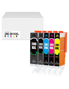 Cartuchos de Tinta Compatible Canon 280 281 PGI-280XXL CLI-281XXL (5 Paquetes)