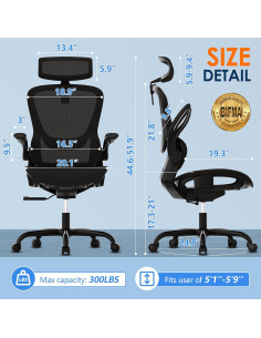 Silla de Oficina Ergonómica GABRYLLY GY1108, Malla Negra Ajustable 2