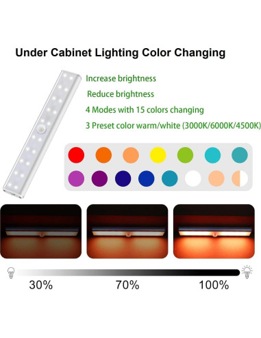 Lámpara Bajo Gabinete Inalámbrica Haigvel H-8126 RGB 15 Colores