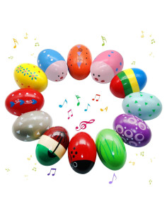 Set de 12 Shakers de Huevo de Madera Ehome para Bebés