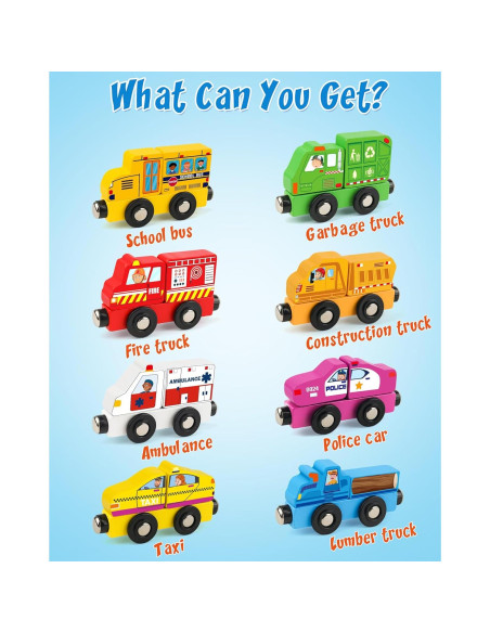 Juego de Tren de Madera Vanmor 8 Piezas para Niños 3-5 Años Juego de Tren de Madera Vanmor 8 Piezas para Niños 3-5 Años