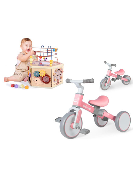 Triciclo 4 en 1 Aiwo para Niños + Cubo de Actividad 7 en 1