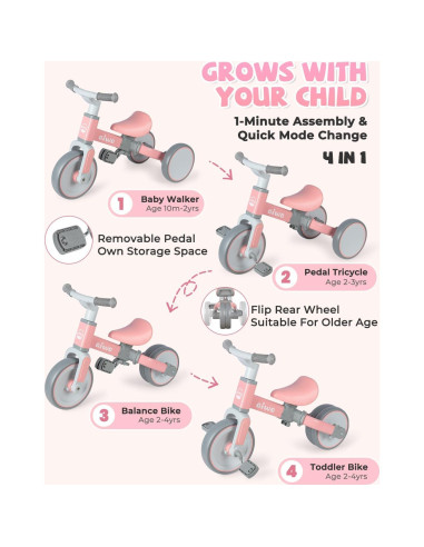 Triciclo 4 en 1 Aiwo para Niños + Cubo de Actividad 7 en 1