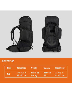 Mochila Kelty Coyote 65L - Senderismo, Ajuste Personalizado 2