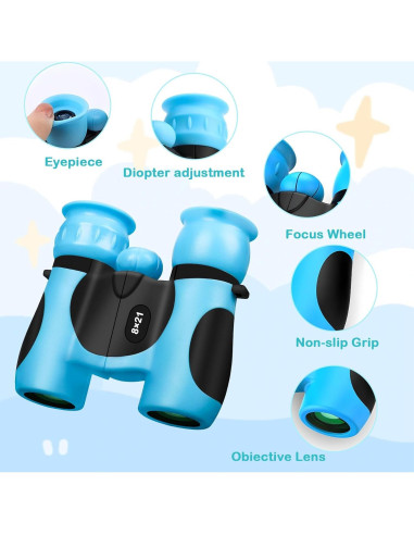 Binoculares BLACKICE 8x21 para Niños, Compactos y a Prueba de Golpes