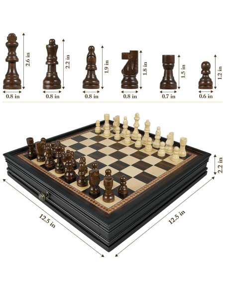 Juego de Ajedrez Magnético BIVOMON 31.75 cm con 2 Cajones