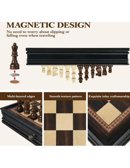 Juego de Ajedrez Magnético BIVOMON 31.75 cm con 2 Cajones