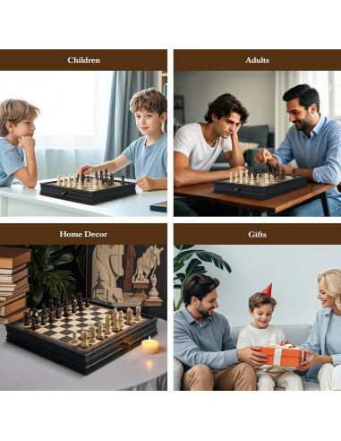 Juego de Ajedrez Magnético BIVOMON 31.75 cm con 2 Cajones