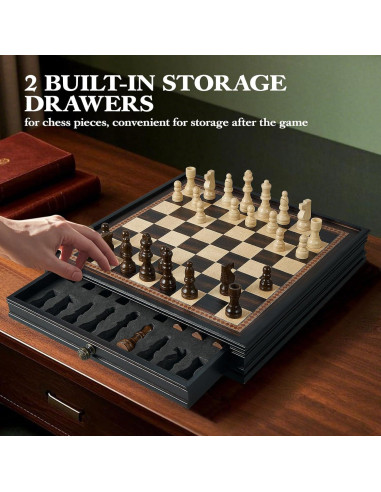 Juego de Ajedrez Magnético BIVOMON 31.75 cm con 2 Cajones