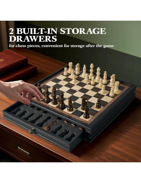 Juego de Ajedrez Magnético BIVOMON 31.75 cm con 2 Cajones