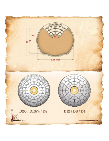 Juego de Dados Mecánicos Giratorios UD Unique D20 DND