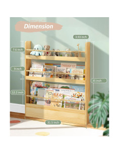 Estantería Infantil Maxpeuvon 80x10x89 cm Madera Natural 3 Niveles 2