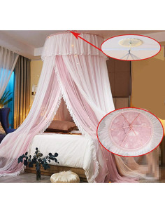 Dosel de Cama Princesa VETHIN Rosa/Blanco 279.4 cm 2