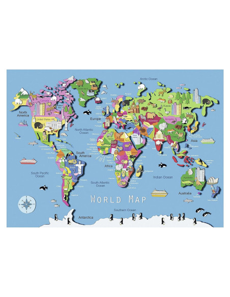 Rompecabezas Mapa Mundial Ravensburger 60 Piezas para Niños
