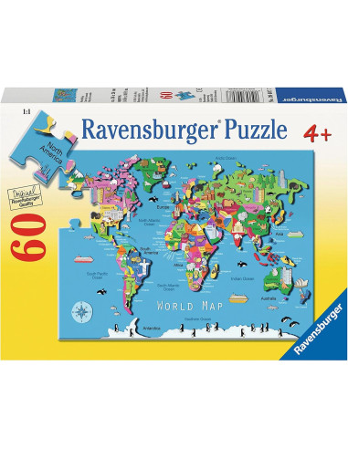 Rompecabezas Mapa Mundial Ravensburger 60 Piezas para Niños