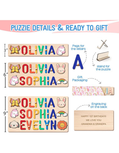 Rompecabezas de Nombres Personalizado de Madera AZUFEMOS 109cm