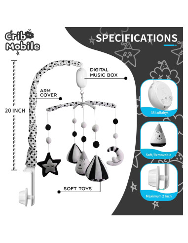 Móvil Musical para Cuna FEISIKE con 35 Canciones y 3 Modos