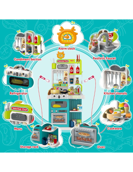 Juego de Cocina de Juguete Dobiler Verde con Sonidos y Luces