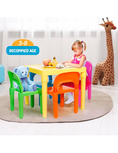 Conjunto de Mesa y 4 Sillas ZENY para Niños Multicolores