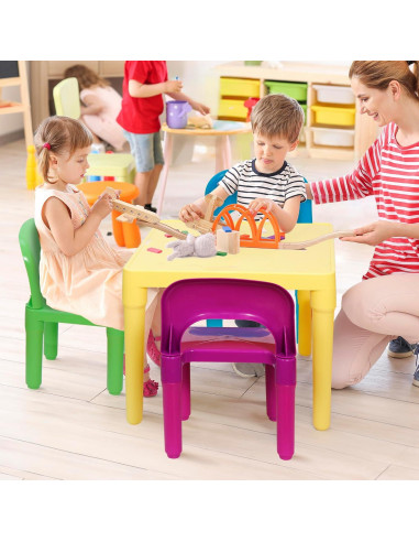 Conjunto de Mesa y 4 Sillas ZENY para Niños Multicolores