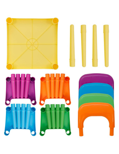 Conjunto de Mesa y 4 Sillas ZENY para Niños Multicolores