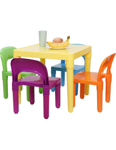 Conjunto de Mesa y 4 Sillas ZENY para Niños Multicolores