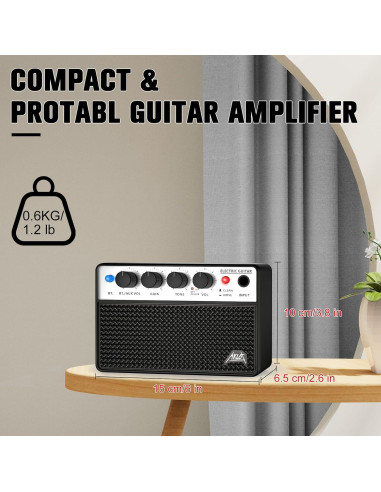 Amplificador de Guitarra Eléctrica Portátil AKLOT 10W Negro