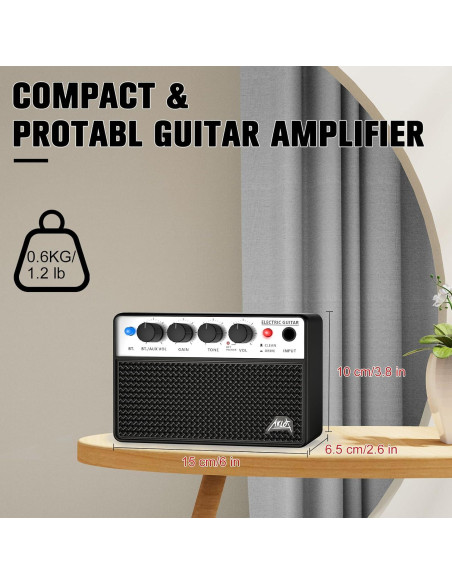 Amplificador de Guitarra Eléctrica Portátil AKLOT 10W Negro