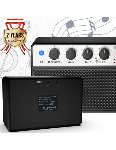 Amplificador de Guitarra Eléctrica Portátil AKLOT 10W Negro