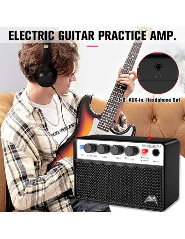 Amplificador de Guitarra Eléctrica Portátil AKLOT 10W Negro