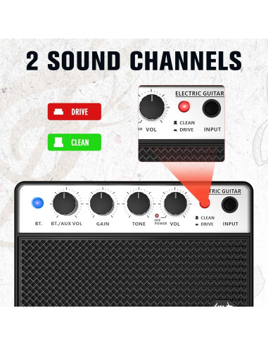 Amplificador de Guitarra Eléctrica Portátil AKLOT 10W Negro