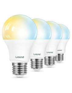 Bombillas Inteligentes Linkind A19 E26 800LM 4 Pack Wi-Fi Bluetooth