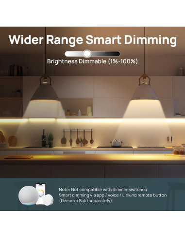 Bombillas Inteligentes Linkind A19 E26 800LM 4 Pack Wi-Fi Bluetooth