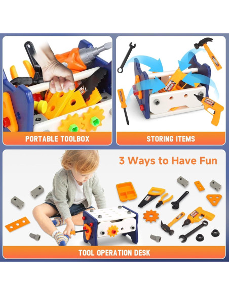 Juego de Herramientas para Niños Whimtoyland 58 PZS con Taladro