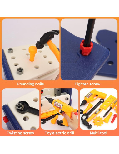 Juego de Herramientas para Niños Whimtoyland 58 PZS con Taladro